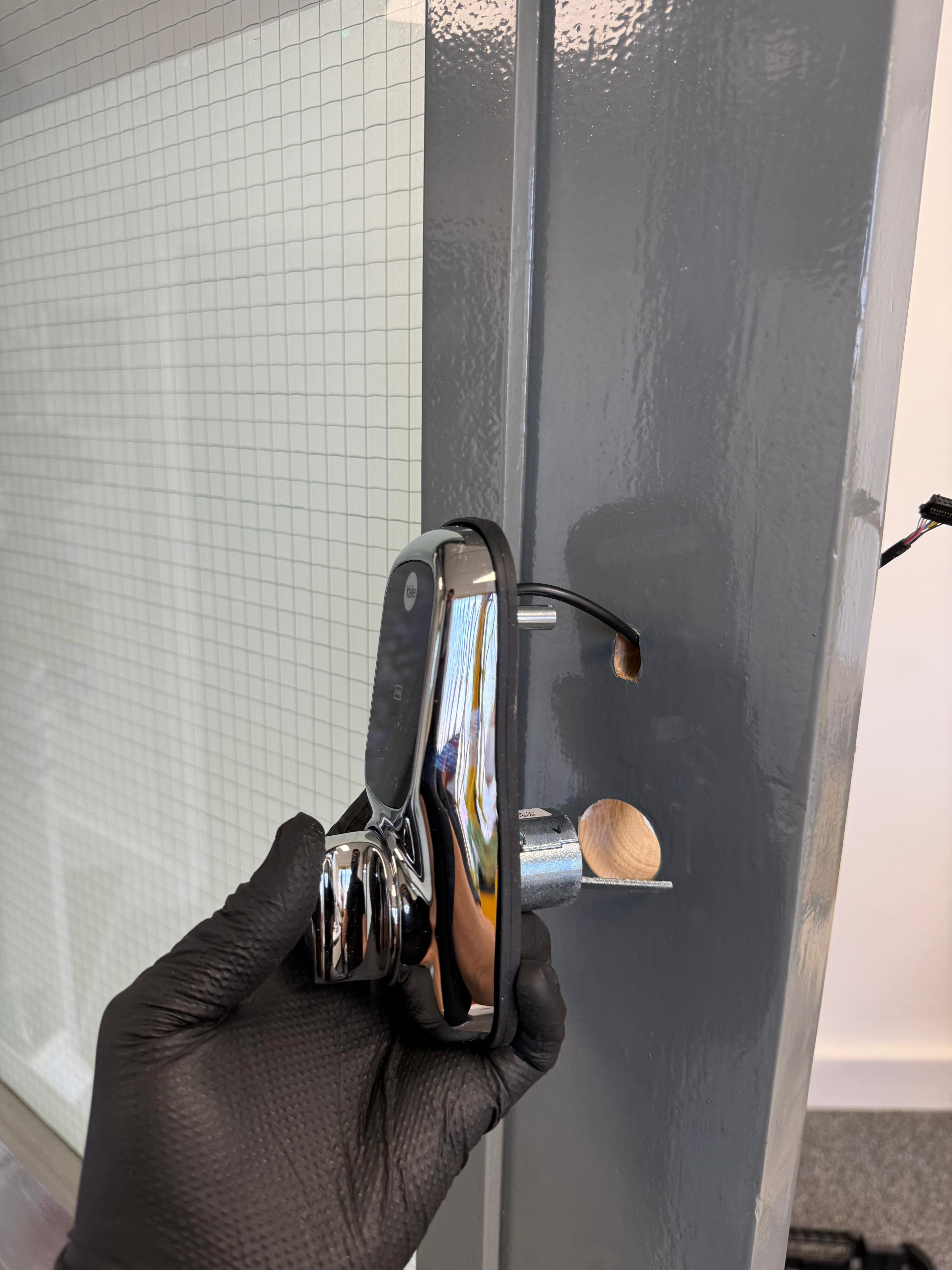 Commercial door lock before upgrade by Locksmith Alliance Ltd